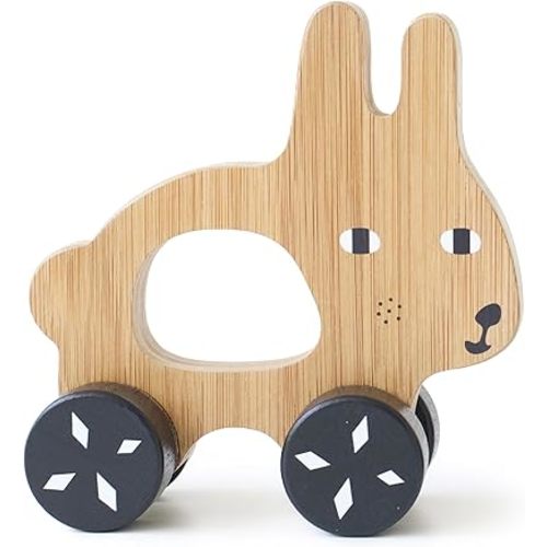 Wee Gallery Bunny Push Toy, Rolling Toy, Classic Motion Toys for Child Motor Skills, Balance, Roll Along Play, and Animal Nursery Decor (Baby, Toddler, Kids)