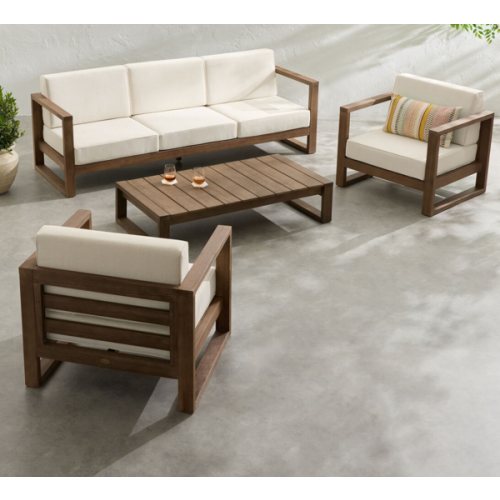 Segovia Eucalyptus 4 Piece Outdoor Furniture Set with Couch - World Market