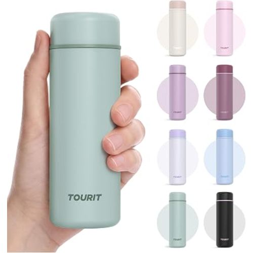 TOURIT 6.7 Oz Small Water Bottles Insulated Mini Bottle,Grayish Green