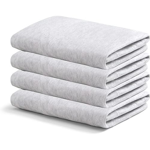 Delta Children Crib Sheet Set, 4 Pack, Soft and Breathable 100% Jersey Knit Fitted Sheet Set, Crib Sheets for Baby Boys and Girls, Grey