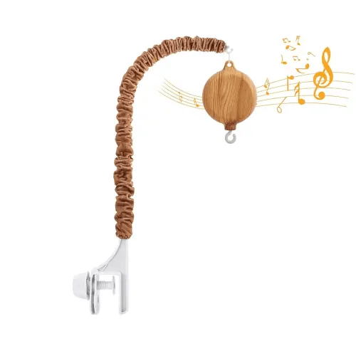 Crib Mobile Arm with Music Box - Imitation Wood - 23 Inch Mobile Arm for Crib - Crib Mobile Motor Battery Operated - Volume Control - 9 Lullabies - Crib Toys Attachments - Holder for DIY Clamp Mobile