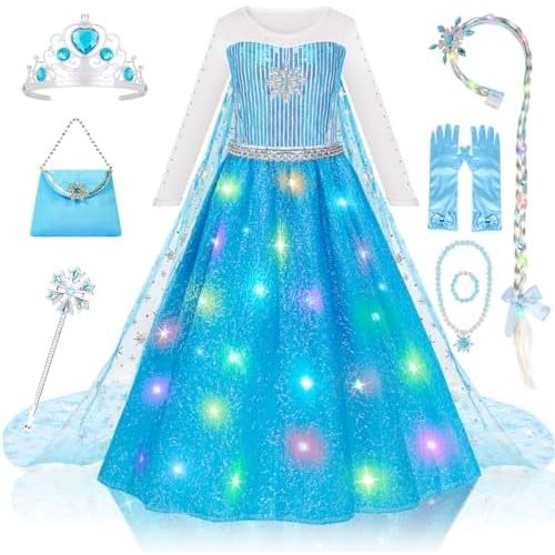 Meland Princess Dress Up for Girls – Light Up Halloween Costume for Girls Age 3-10, Princess Toys for Christmas Birthday Gift