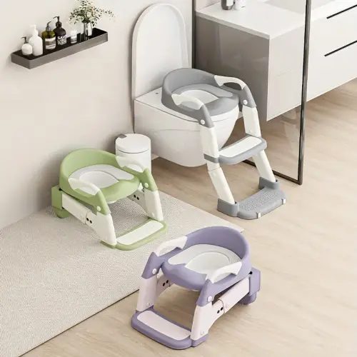 Three-In-One Toilet Trainer Stool, Foldable Step Potty Seat for - TikTok Shop