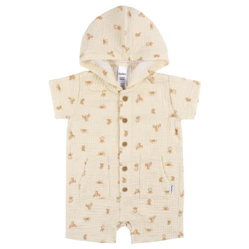Gerber Baby Boy Short Sleeve Hooded Romper, Sizes Newborn - 24 Months