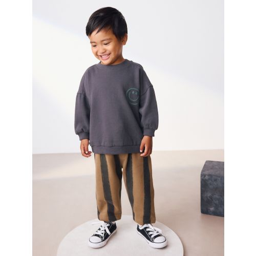 Black/Brown Single Sweatshirt And Stripe Joggers Set (3mths-7yrs)