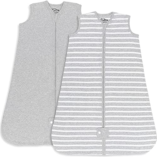 Comfy Cubs Baby Sleep Sack 0-6 Months, Small - Soft 100% Cotton Wearable Blanket for Babies & Toddlers - Breathable Sleeveless Sleep Bag for Baby with Covered Zipper - Grey