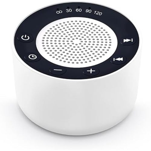 Máquina de sonido pequeña portátil de ruido blanco, máquina de ruido marrón con 30 sonidos relajantes para bebés, niños, adultos, 5 temporizadores, 32 niveles de volumen, máquina de sonidos para