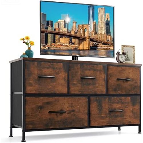 5-Drawer Dresser for Bedroom, Anti-Tip Wide Storage Organizer Fabric