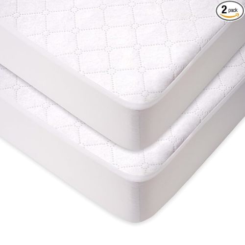 American Baby Company 2 Pack Waterproof Fitted Pack and Play Mattress Protector 39" x 27" - Quilted, Noiseless, Ultra-Soft & Breathable Playpen and Pack n Play Mattress Cover