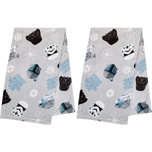 Everything Kids Star Wars Legacy Grey and Blue Merry Force Be with You Christmas Holiday Seasonal Toddler Blanket (Pack of 2)