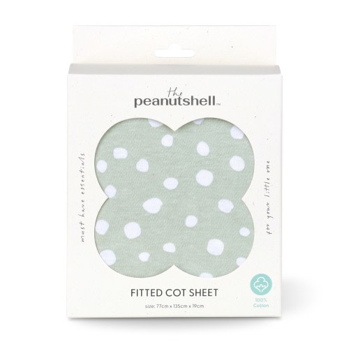 Peanut Shell Cot Fitted Sheet Dino Adventure Dots