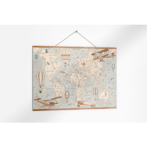 Educational World Map, Kids Wall Art, Wooden Canvas Banner, Kids World Map, Nursery Decor,Kids Poster print, Wall Art, World Map Banner Art