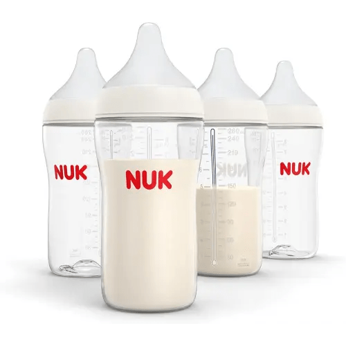 NUK Perfect Match Medium Flow 2-in-1 Natural and Anti-Colic Bottle, 8oz., 4 Pack, BPA Free