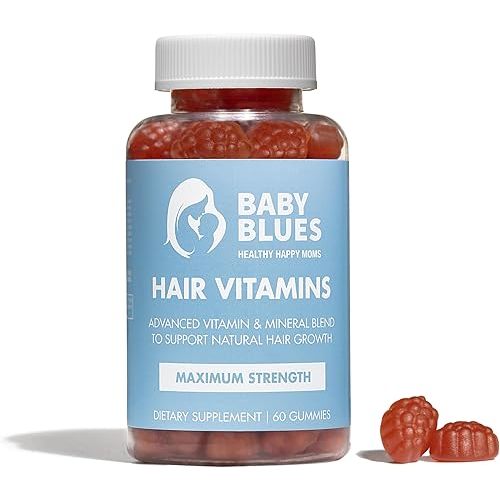 Baby Blues Postpartum Hair Loss Vitamins & Gummies for Women, Biotin & Collagen for Hair Growth Support, Thinning Hair Support, Thicker Fuller-Looking Hair, Hair Skin & Nails, Postnatal, 60 Count