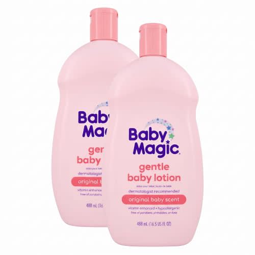 Baby Magic Gentle Baby Lotion, Vitamins & Aloe, Free of Parabens, Phthalates, Sulfates and Dyes, Camellia Oil & Marshmallow Root Original Scent, 16.5 Fl Oz (Pack of 2)