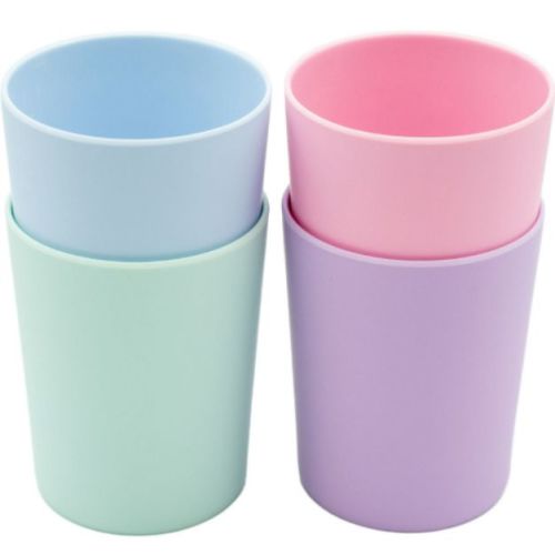 WeeSprout Bamboo Toddler Cups, Organic & Non-Plastic Cup for Big Kids or Baby, 10 oz - Pastel Blue, Mint, Purple & Pink, Set of 4