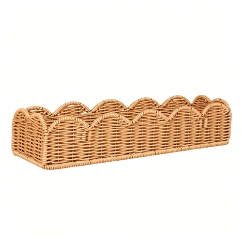 XIBUFE Set of 2 Rattan Nursery Book Shelves,Scalloped Wall Mounted Bookshelf for Kids Room,Boho Floating Shelf,Wall Mounted Bookshelf,15.7 In