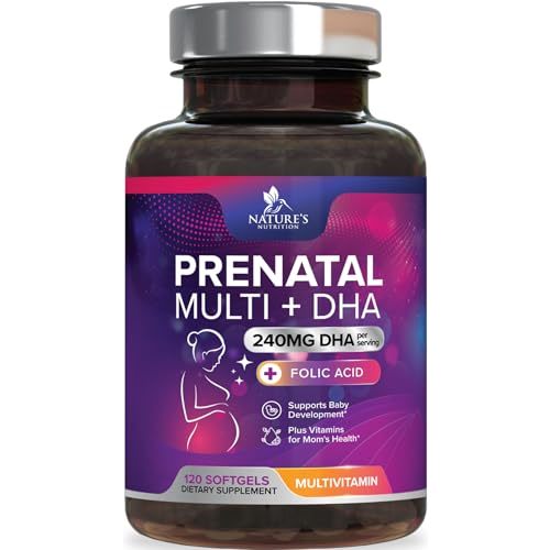 Prenatal Vitamins for Women with Folic Acid + Omega 3 DHA for Fetal Brain Development, Best Prenatal Vitamin Supplement, Daily Pregnancy Multivitamin Nutritional Support, Non-GMO - 120 Softgels