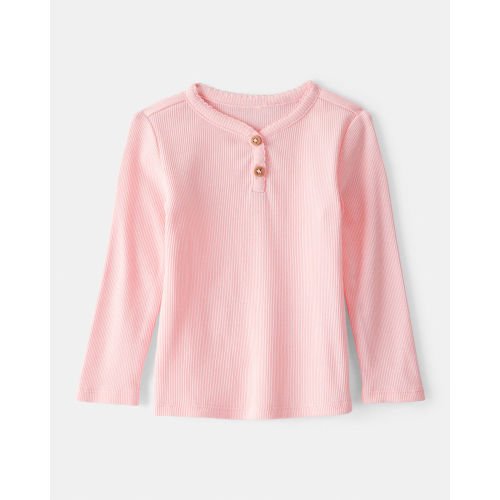 Baby Girl Cotton Long-Sleeve Henley Top - Pink - OshKosh B'gosh | Carter's