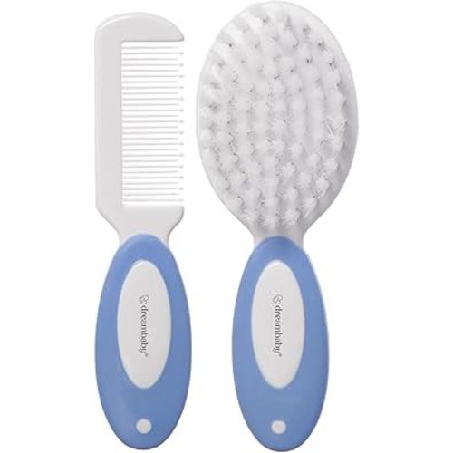 Dreambaby Deluxe Super Soft Bristles Brush and Comb Set - with Easy-Grip Toddler Size Handle - Blue - Model L327