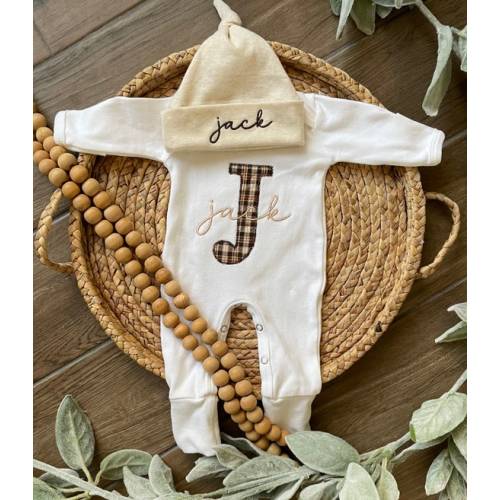 Personalized Neutral Baby Boy Sleeper With Footies Custom - Etsy