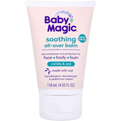 Baby Magic Soothing All-Over Balm, Vanilla & Oat, Skin Moisturizer for Face, Body & Bum, Hypoallergenic, Dermatologist & Pediatrician Tested, 4 Fl Oz