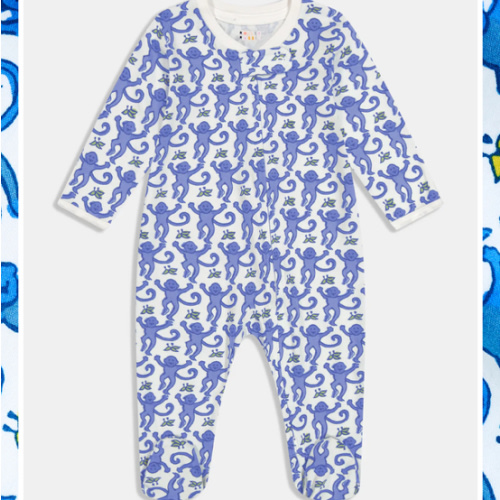 Infant Monkey Zipper Footie