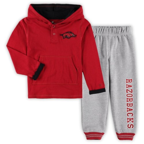 Arkansas Razorbacks Colosseum Toddler Poppies Pullover Hoodie and Sweatpants Set - Cardinal/Heathered Gray