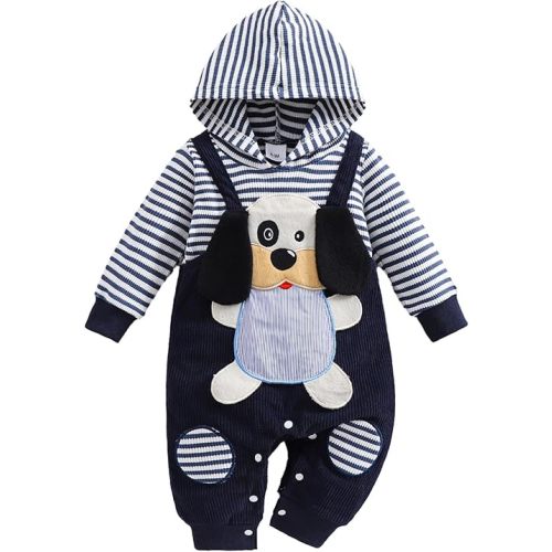 Baby Boy Clothes Newborn Hoodie Romper Fall Winter One-piece Outfit Infant Cute Cartoon Clothing Set 0-18 Months