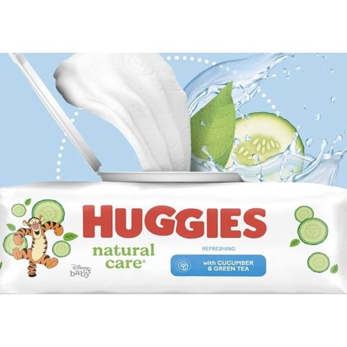Huggies Natural Care Cucumber, Aloe and Vitamin E Baby Wipes, Hypoallergenic, Scented, 10 Flip-Top Packs (560 Wipes Total), Packaging May Vary
