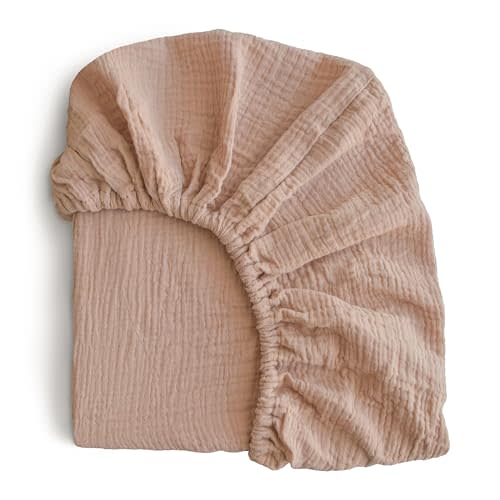 mushie Extra Soft Muslin Fitted Crib Sheet | 192 Thread Count | 28"x 52"(Natural)