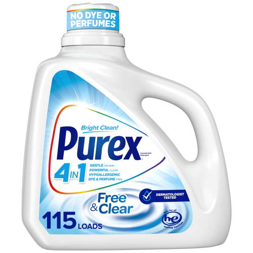 Free Shipping! Purex Free & Clear Liquid Laundry Detergent, Unscented, Hypoallergenic, 150 fl oz, 115 loads