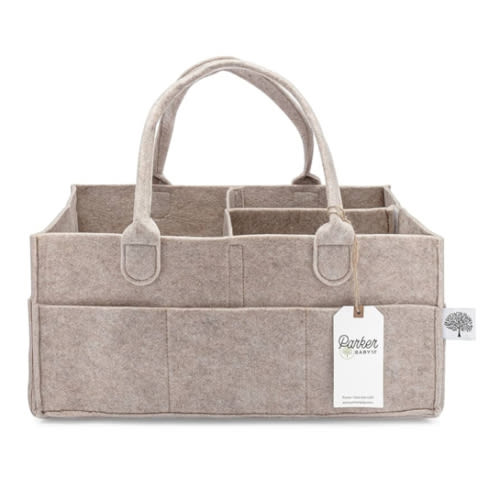 Parker Baby Co. Diaper Caddy - Nursery Storage Bin and Car Organizer for Diapers and Baby Wipes - Oatmeal, Large