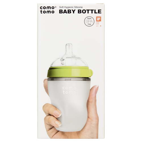 comotomo Baby Bottle, Green, 8 oz, Silicone, Anti-Colic, Wide Neck