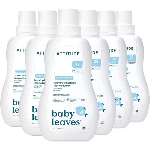 ATTITUDE Baby Laundry Detergent Liquid, EWG Verified, Safe for Baby Clothes, Infant and Newborn, Naturally Derived, HE Compatible, Soothing Chamomile, 80 Loads, 67.6 Fl Oz (AMAZON EXCLUSIVE)