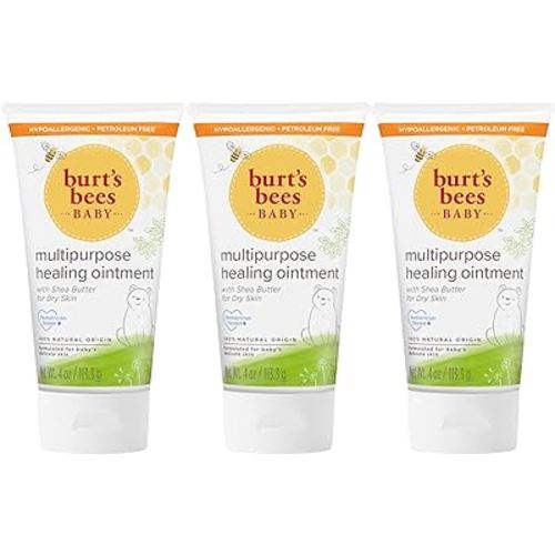 Burt's Bees Baby 100% Natural Multipurpose Healing Ointment, Face & Body Baby Ointment – 4 Ounce Tube, Pack of 3