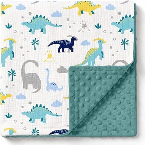 GLLQUEN BABY Muslin Baby Blankets for Boys, 2-Layer Toddler Blanket