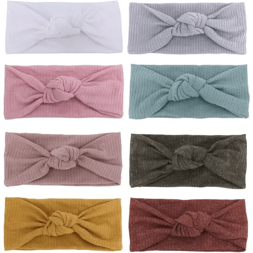 Baby Headbands Stretchy Hairbands Hair Bow Elastics for Baby Girls Newborn Toddlers Infant Kids (Knot Headband Mustard)