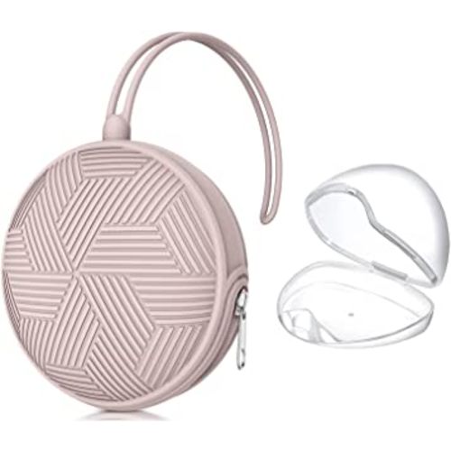 Smlpuame Pacifier Holder Case,Mothers Day Gifts for Mom BPA Free Portable Silicone Baby Pacifier Cover Pouch for Diaper Bag Stroller,Travel Outdoor Activities,Easy to Clean(Pink)