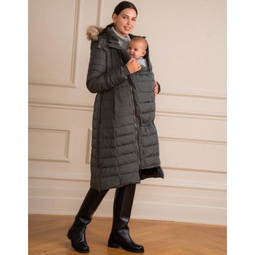 Women Seraphine Coats & Jackets | Khaki Extra Long 3 In 1 Down Maternity Coat