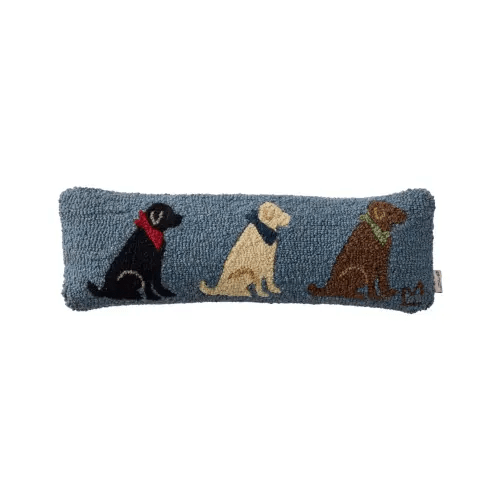 Wool Hooked Throw Pillow, Sitting Lab Trio