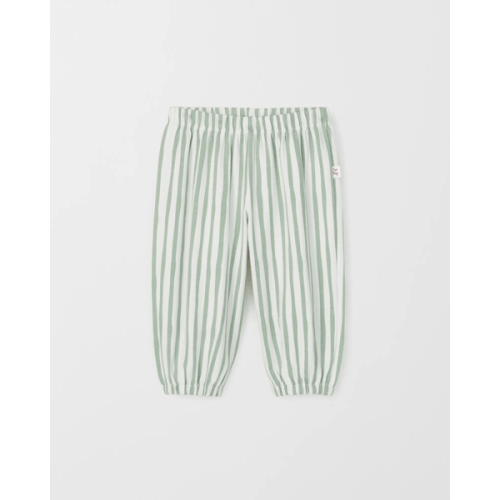 Baby Organic Cotton Jersey Balloon Pants - Stripe Della Robbia Blue