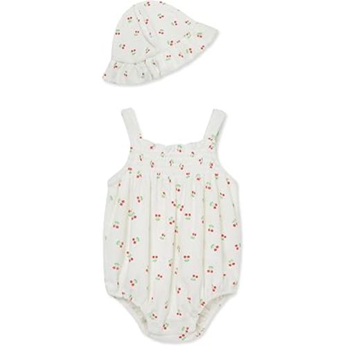 Little Me Clothes for Baby Girls' Terry Bubble Romper and Hat Set, 3-12 Months