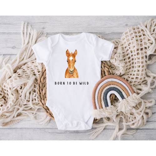 Born to be Wild Horse Onesie® – Personalized Unisex Onesie® – Horse Baby Shower Gift – Farm Gift for Baby – Minimal Baby Onesie®
