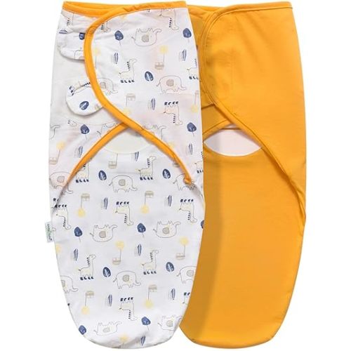 Baby Swaddle Blanket, 2 Pack, Small-Medium, 0-3 Months, Orange