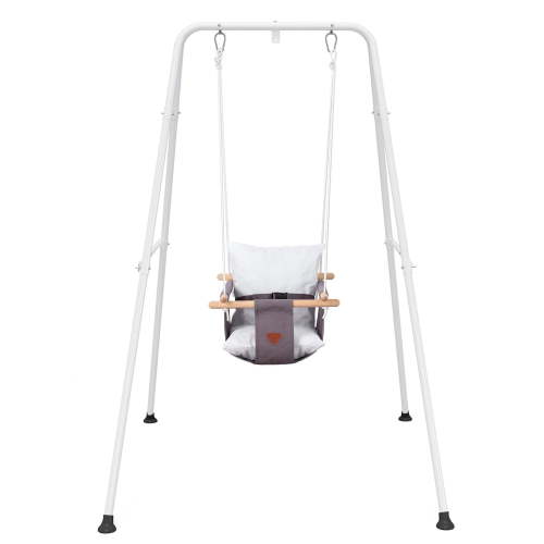 G TALECO GEAR Toddler Swing Set with Canvas Cushion Seat, Baby Swing Outdoor Playset, Age 6-24 months, Gray