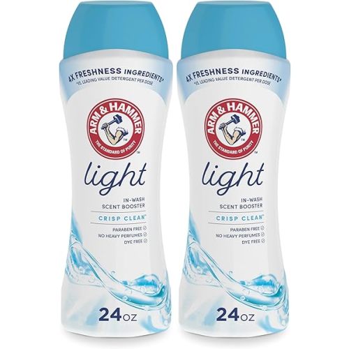 ARM & HAMMER Light In-Wash Scent-Booster, Laundry ScentBooster Crisp Cleanscent, 24 Oz (Pack of 2)