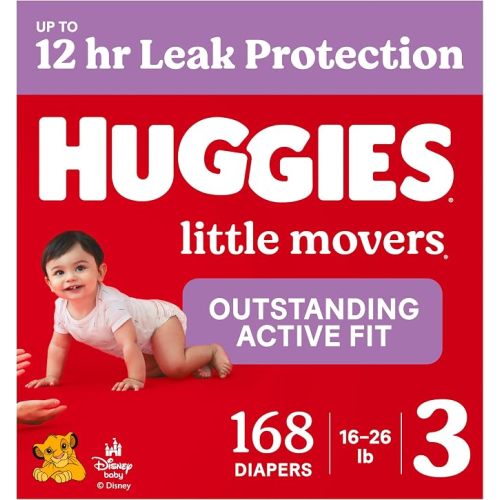 Huggies Little Movers Diapers Size 3, 168 Count (6 Packs of 28)