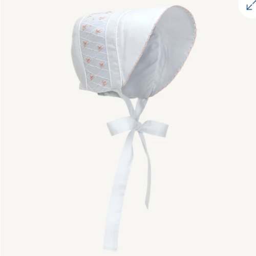 Sweetly Smocked Bonnet - Worth Avenue White with Palm Beach Pink