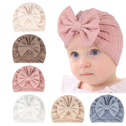 Kabuer Baby Hats with Big Bow, Perfect for Newborns and Baby Showers, Adorable Cotton and Linen